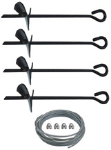Setup and Transportation Storage Building Anchor Kit 4 Anchors, Cable, and Clamps