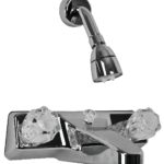Plumbing Utopia Tub/Shower Faucet Clear Handles, Shower Head, Arm, and Flange
