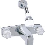 Plumbing Phoenix 8″ Tub/Shower with Diverter 2 Valve with Shower Head, Arm, and Flange, 2″ Shanks